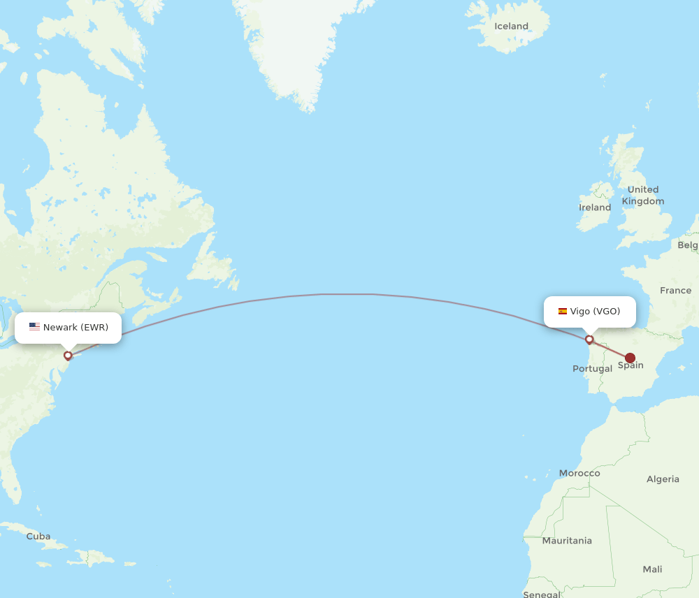 VGO-EWR flight routes