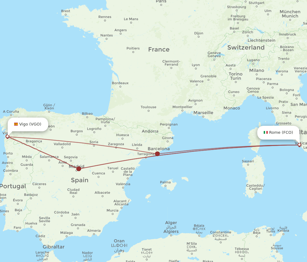 VGO-FCO flight routes