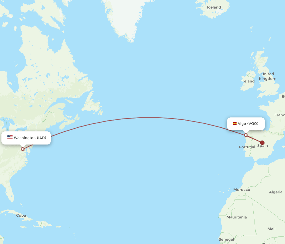 VGO-IAD flight routes