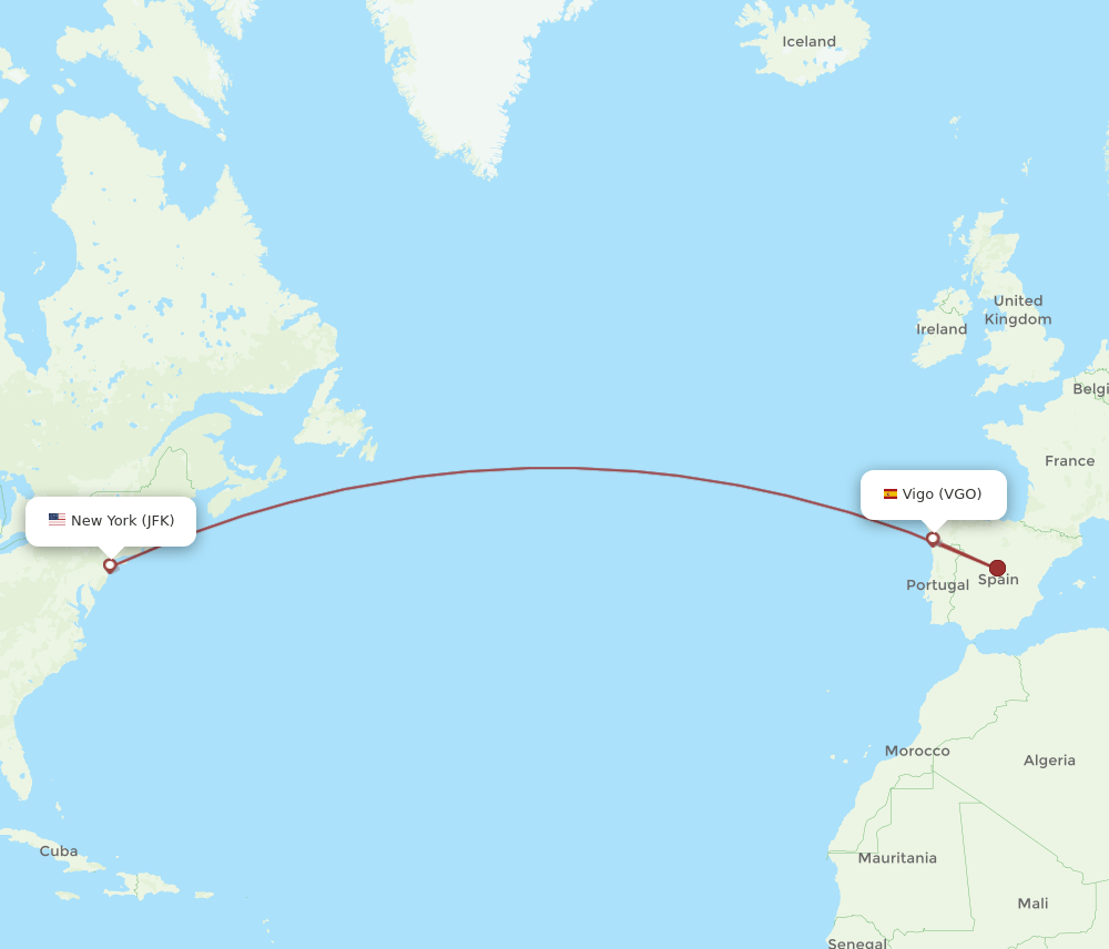 VGO-JFK flight routes