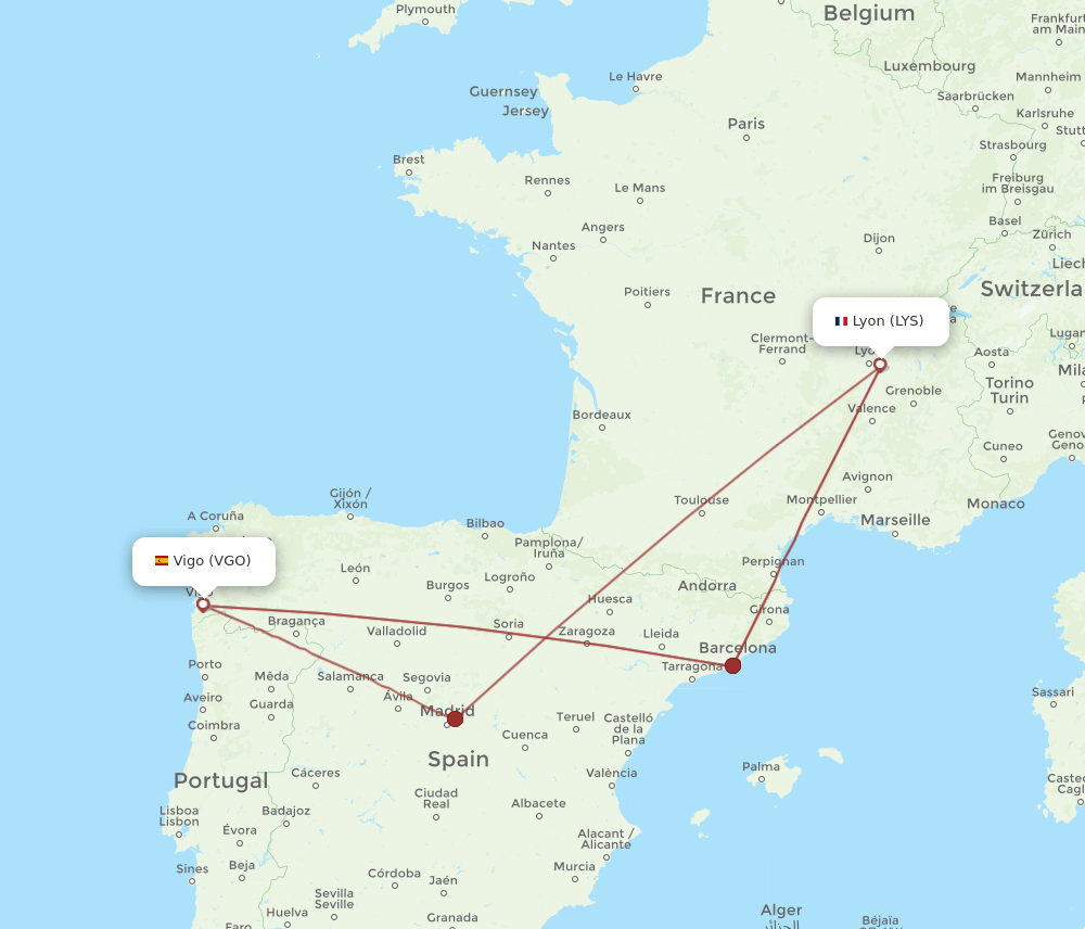 VGO-LYS flight routes