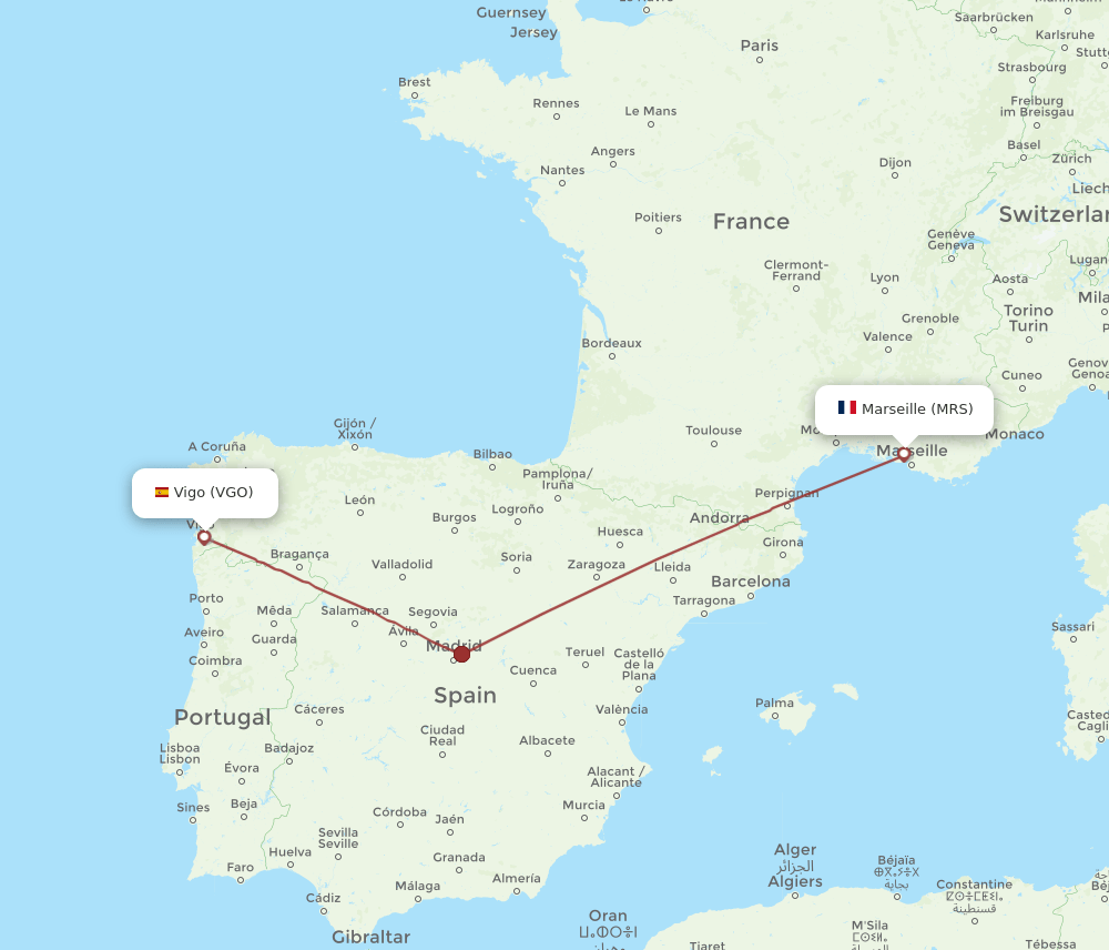 VGO to MRS flights and routes map