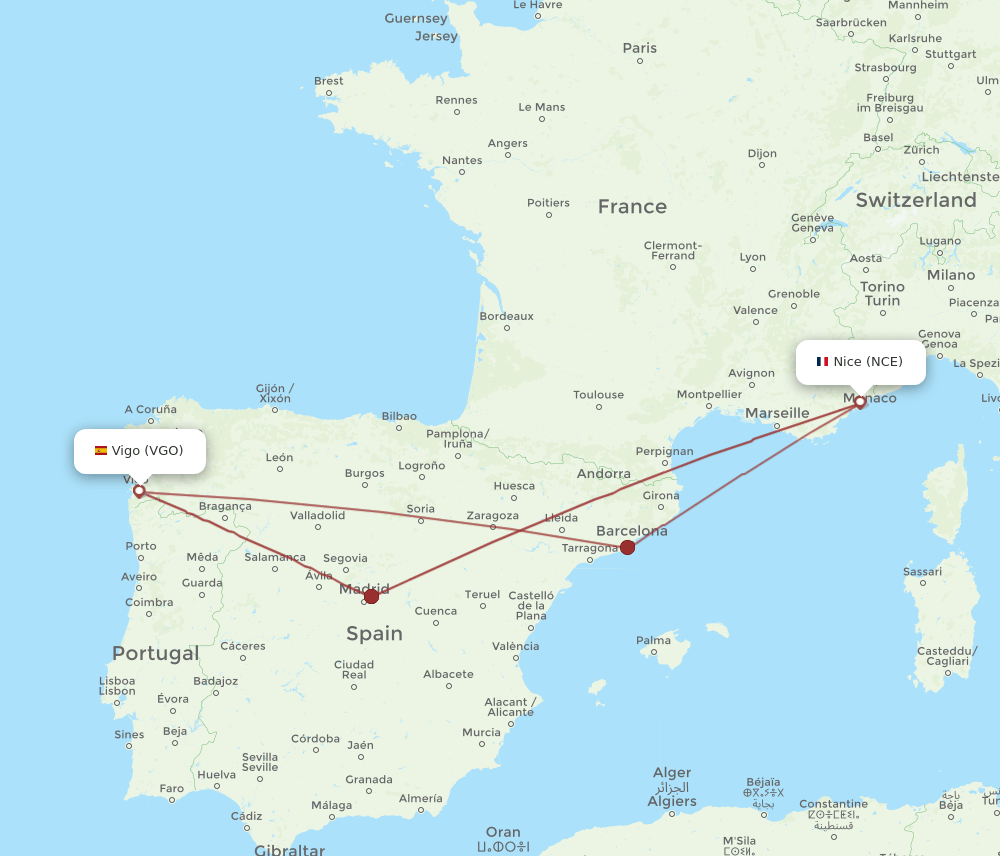 VGO-NCE flight routes