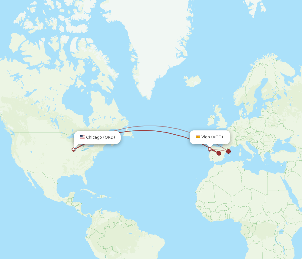 VGO to ORD flights and routes map