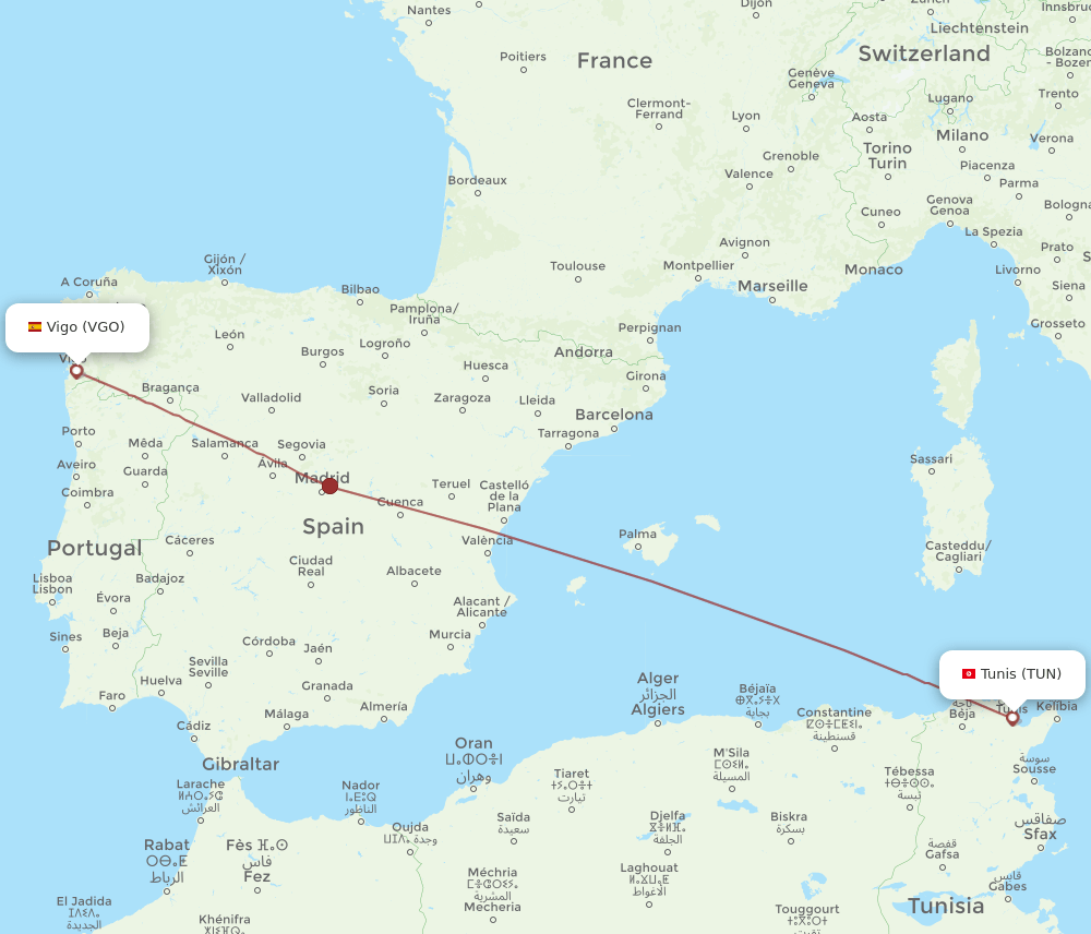 VGO-TUN flight routes