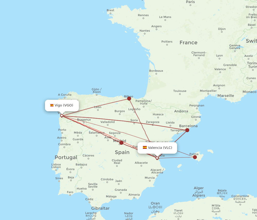 VGO-VLC flight routes