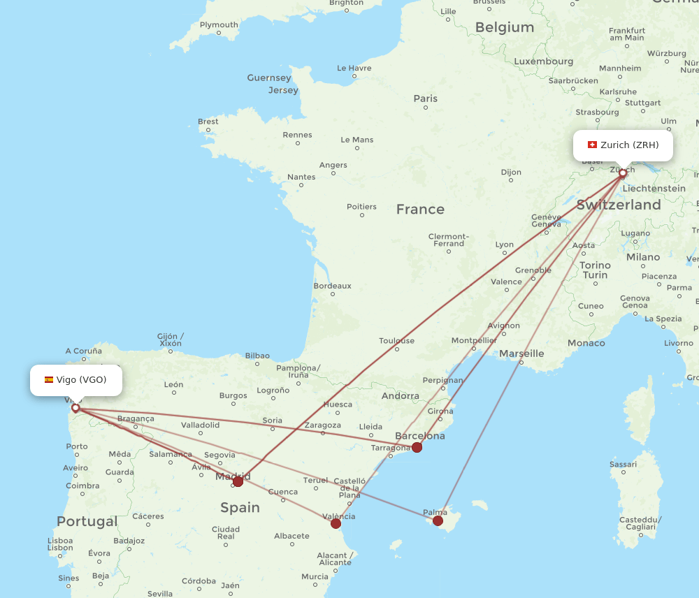 VGO-ZRH flight routes