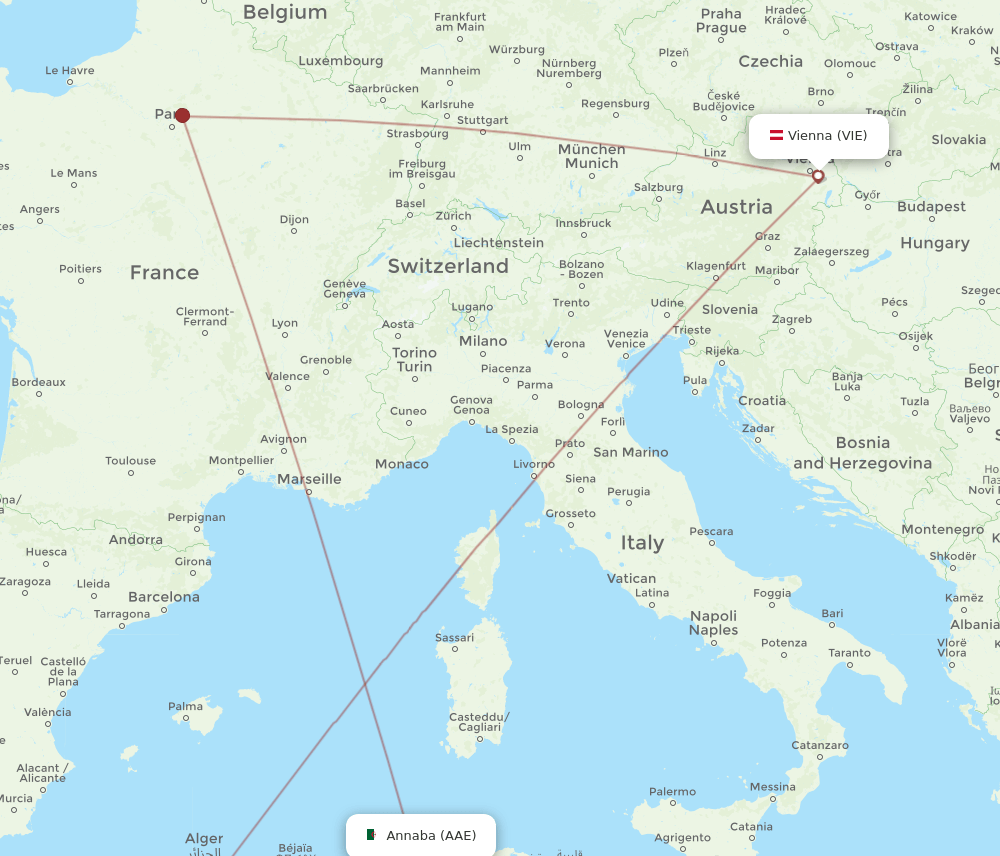 VIE-AAE flight routes