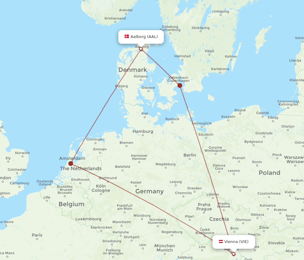 VIE-AAL flight routes