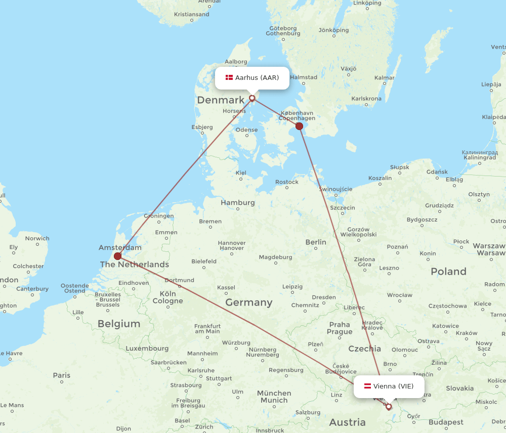 VIE-AAR flight routes