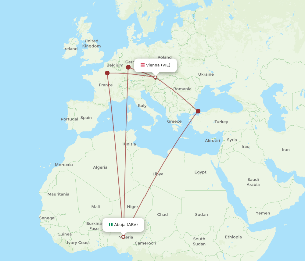 VIE-ABV flight routes
