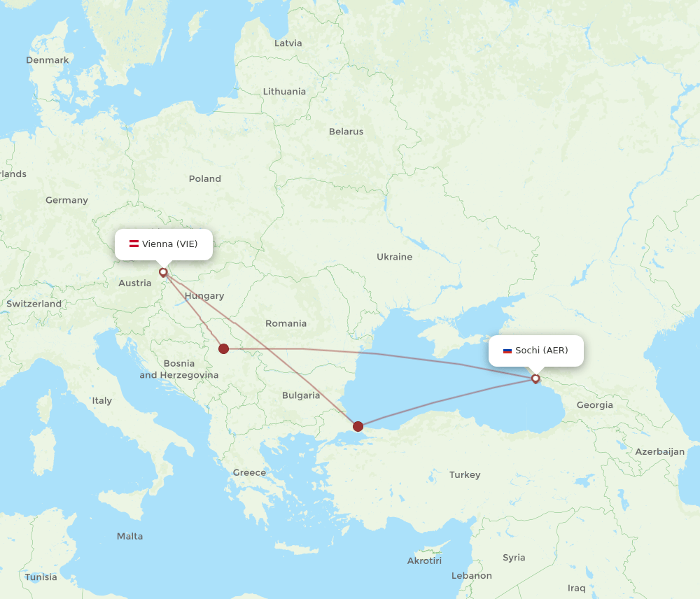 VIE to AER flights and routes map