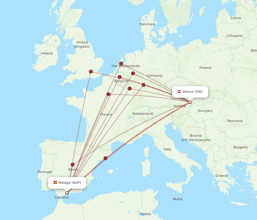 VIE to AGP flights and routes map