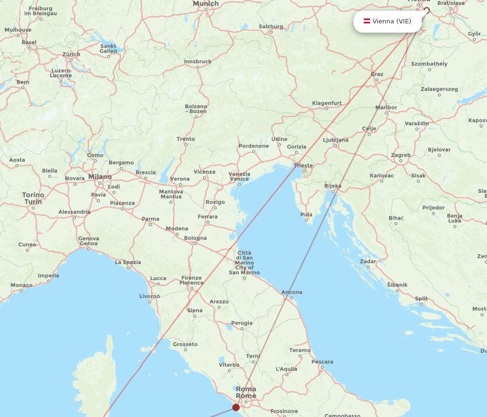 VIE-AHO flight routes