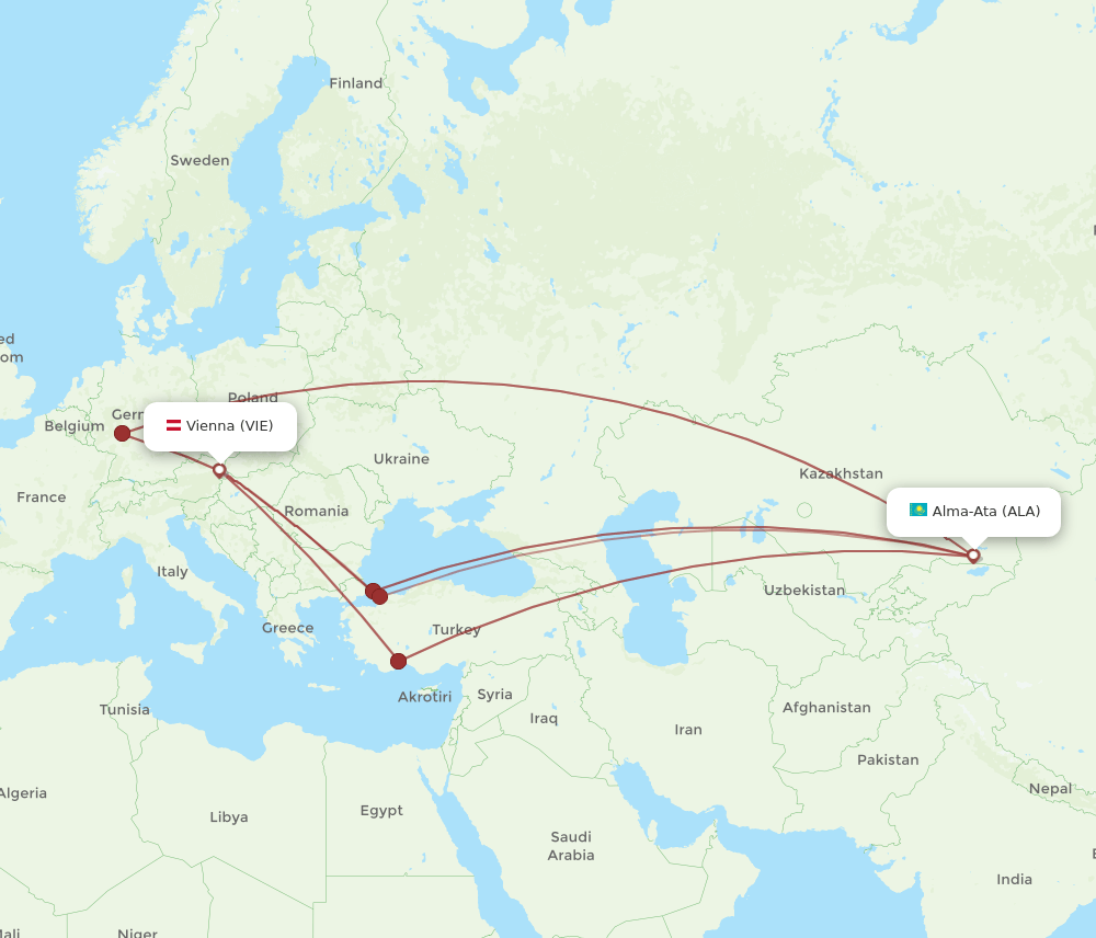 VIE-ALA flight routes