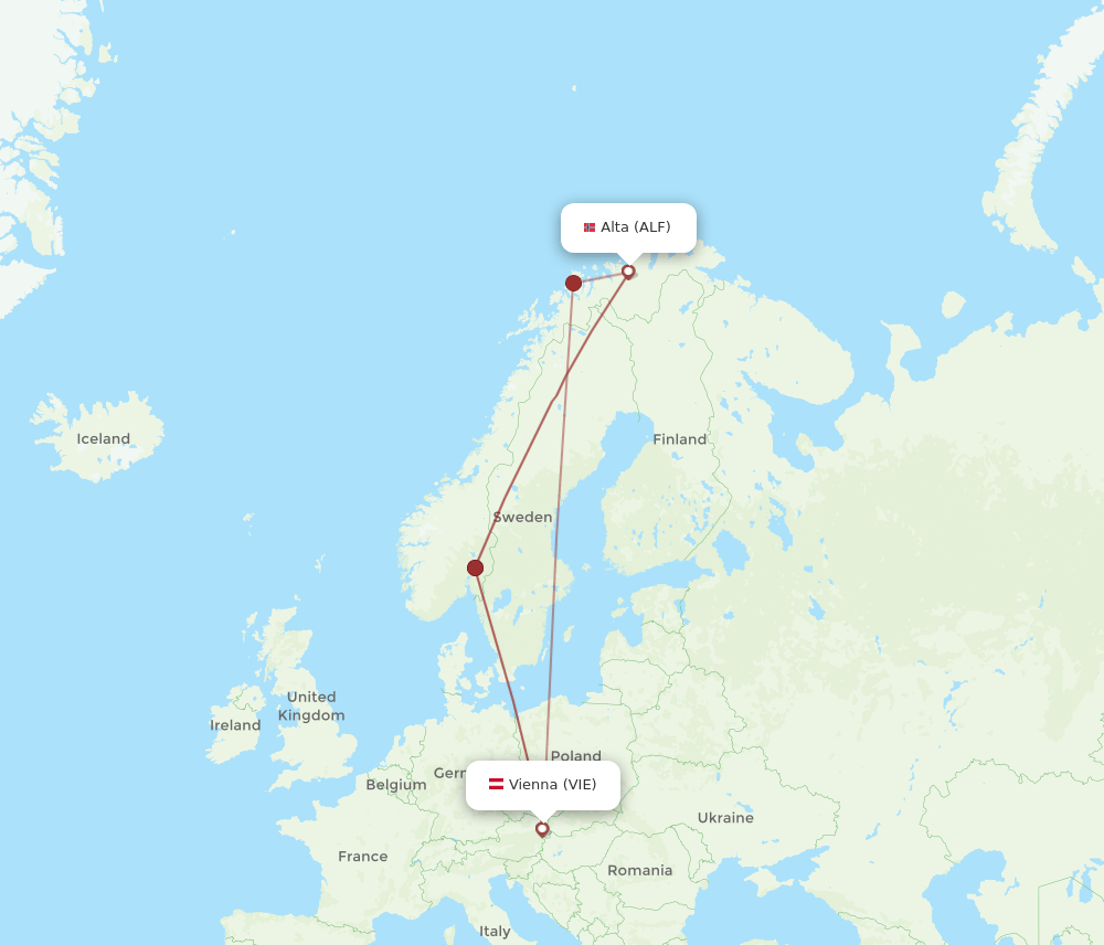 ALF to VIE flights and routes map