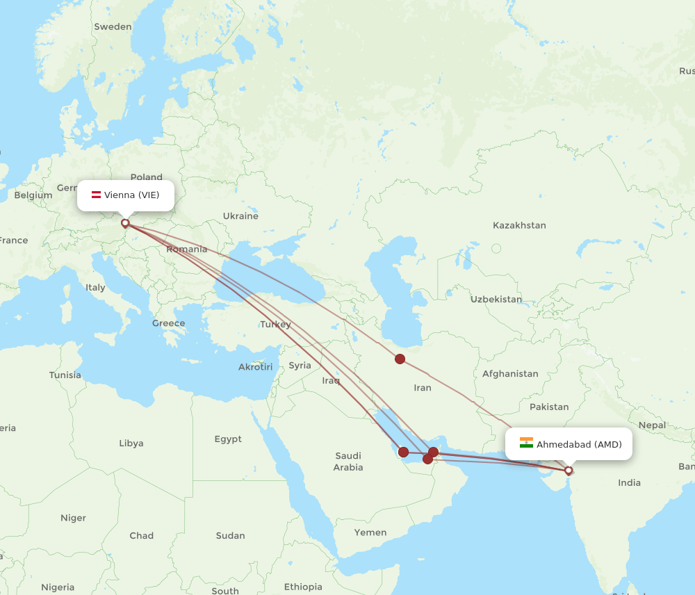 VIE-AMD flight routes
