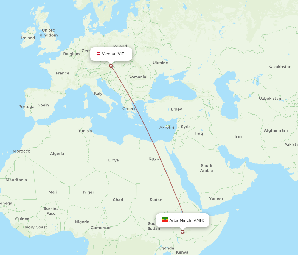 VIE-AMH flight routes