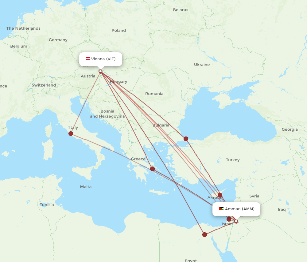 VIE-AMM flight routes