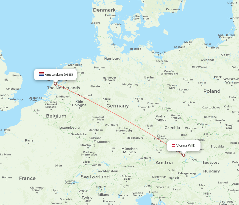 VIE to AMS flights and routes map