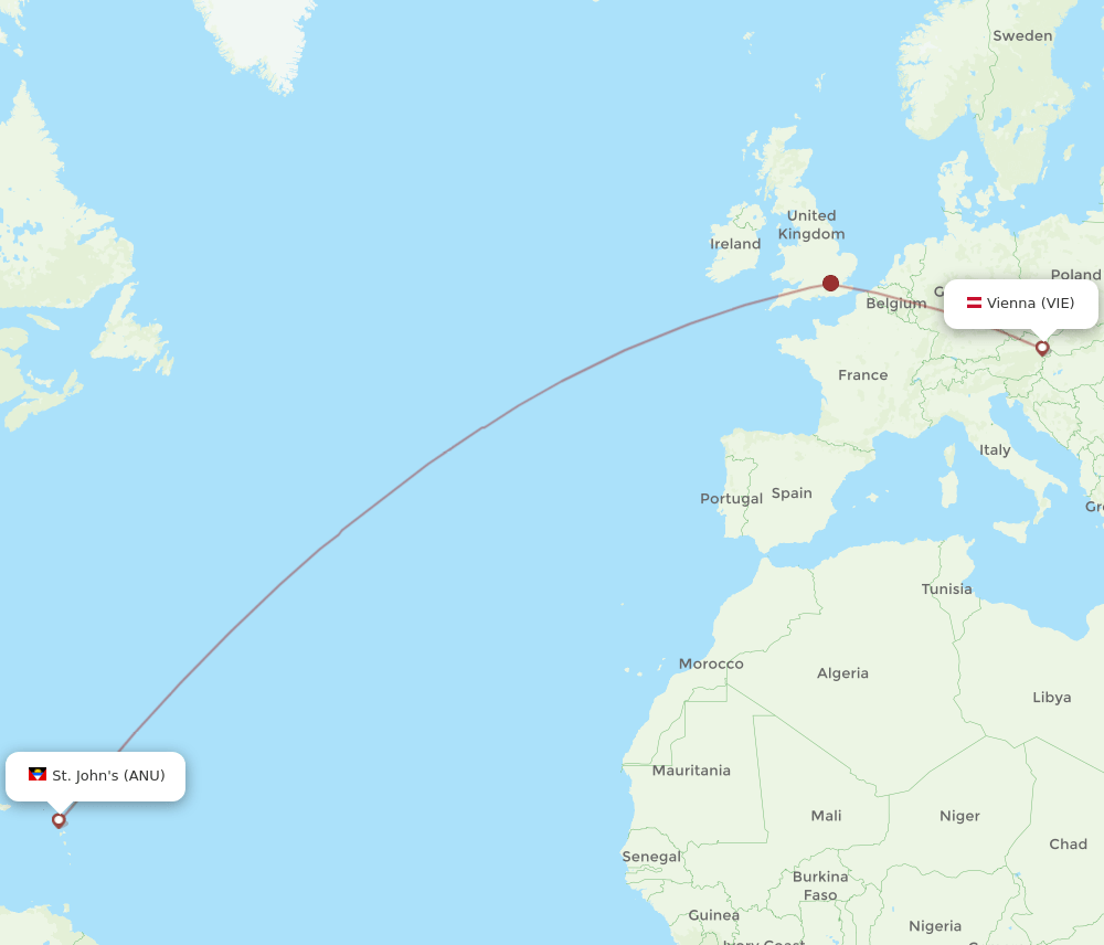 VIE to ANU flights and routes map