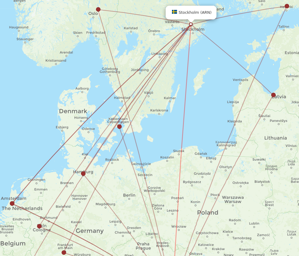 VIE to ARN flights and routes map