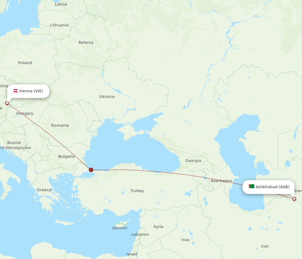VIE to ASB flights and routes map