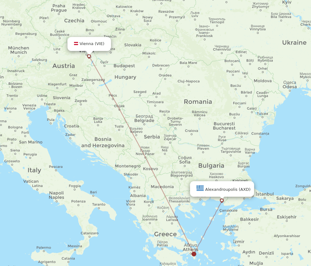 VIE-AXD flight routes