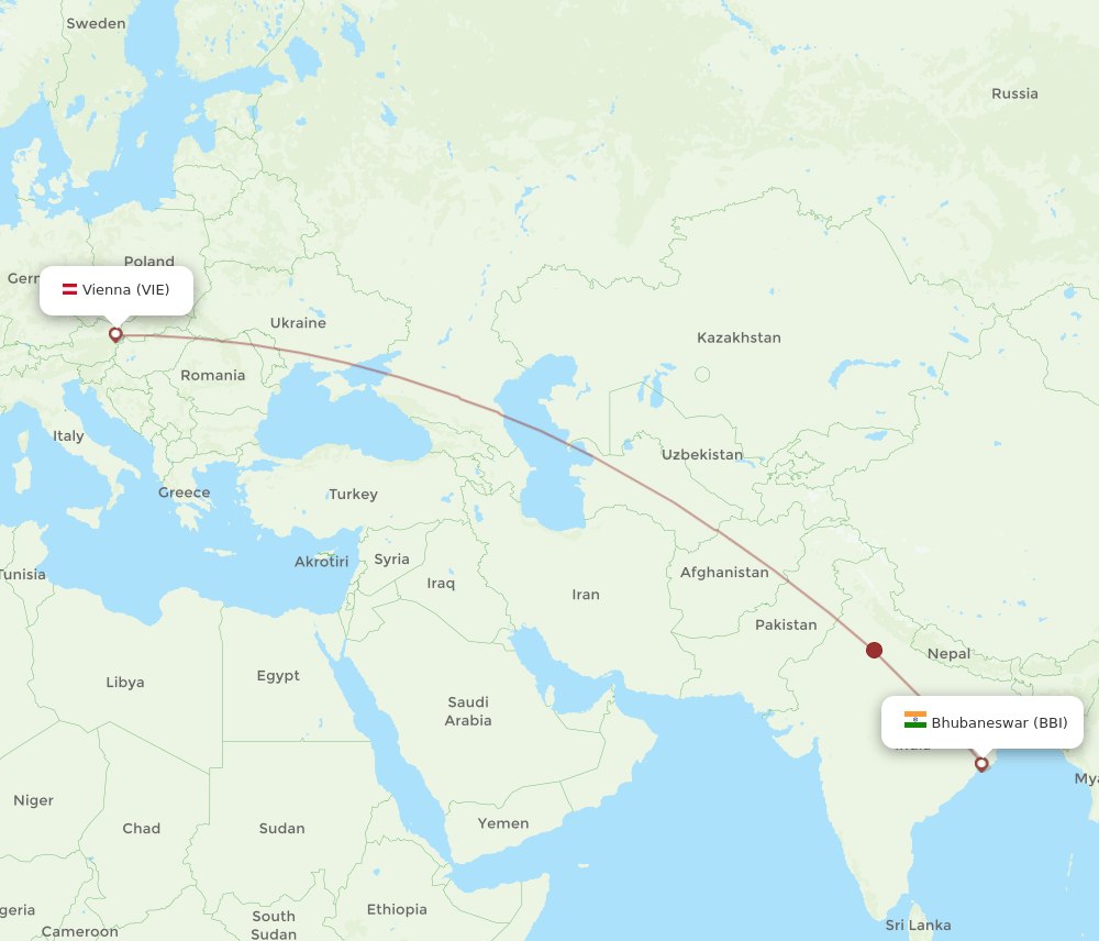 VIE-BBI flight routes