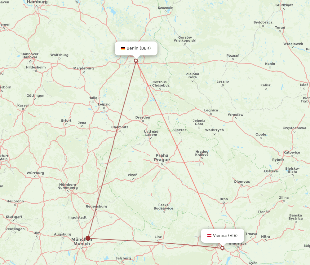 VIE to BER flights and routes map