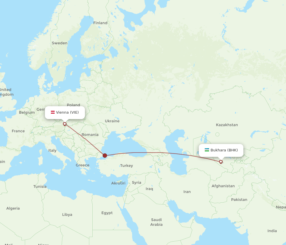 VIE-BHK flight routes