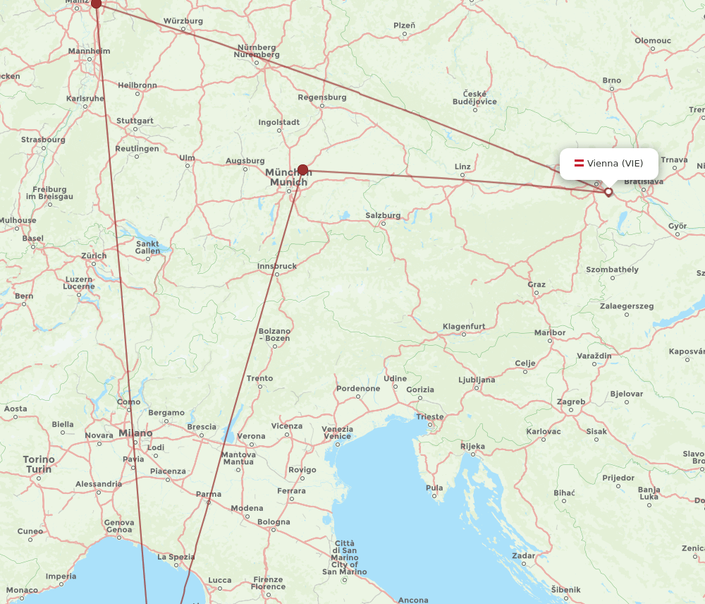VIE to BIA flights and routes map