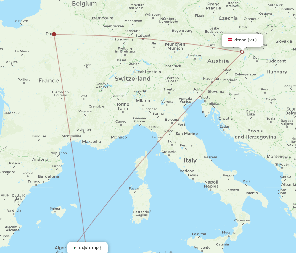 VIE-BJA flight routes