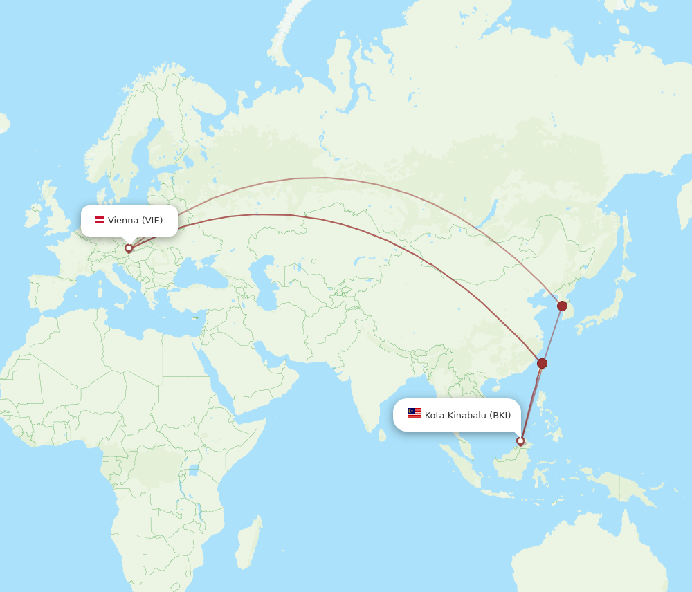 VIE to BKI flights and routes map