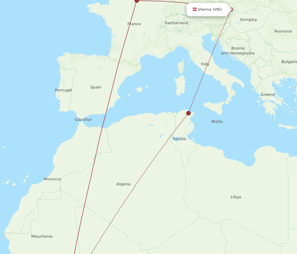VIE to BKO flights and routes map