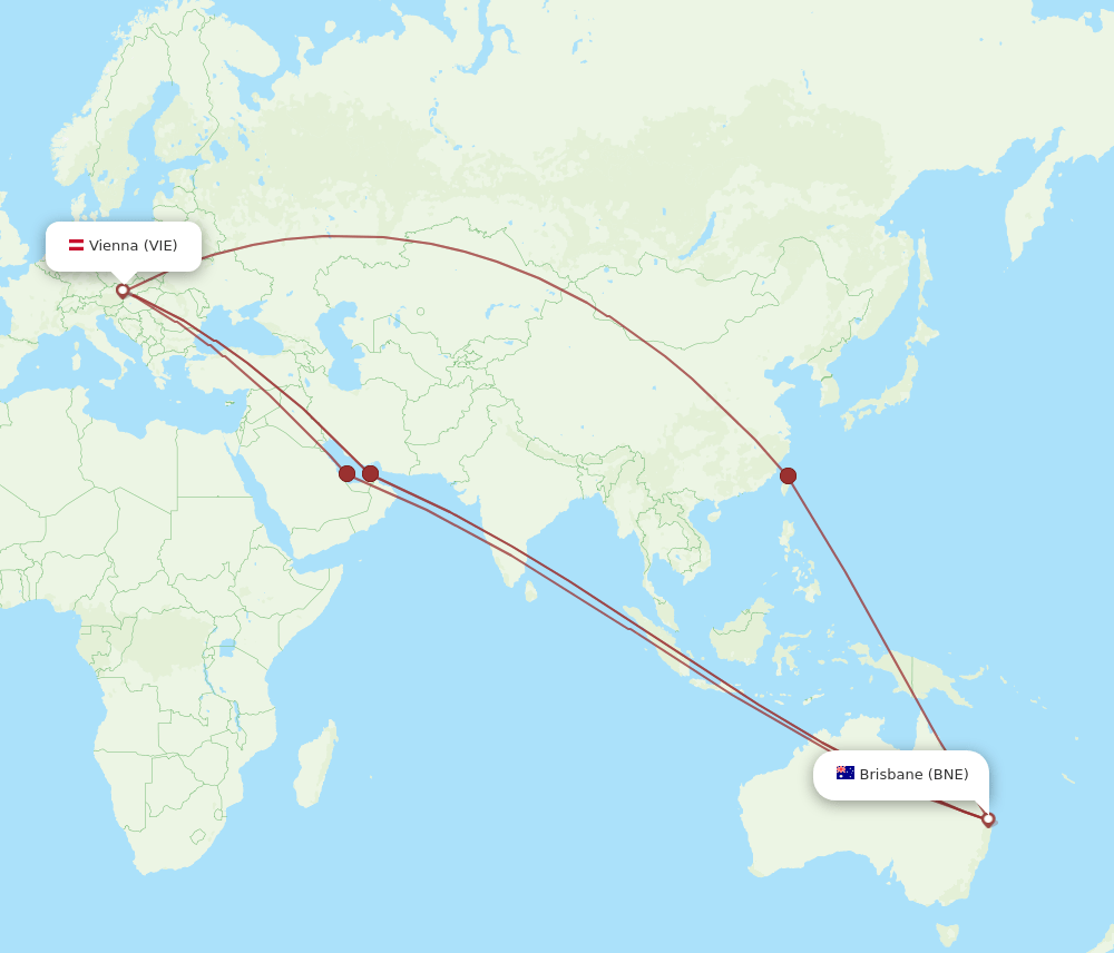 VIE-BNE flight routes