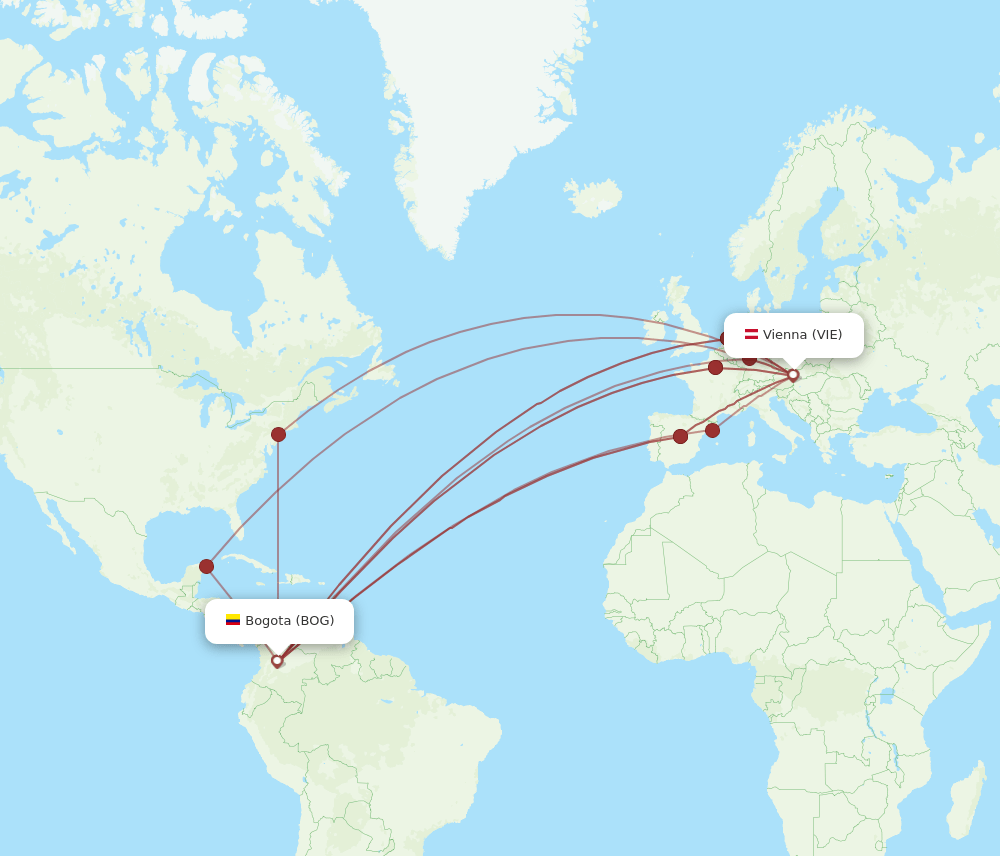 VIE-BOG flight routes