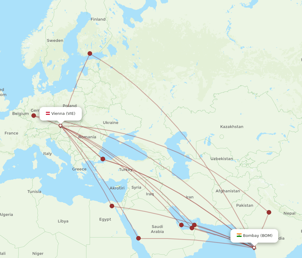 VIE-BOM flight routes