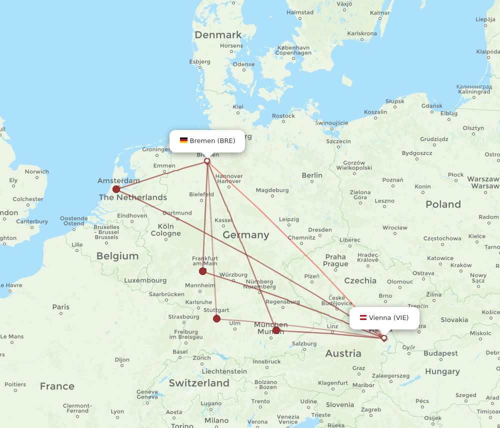 VIE-BRE flight routes