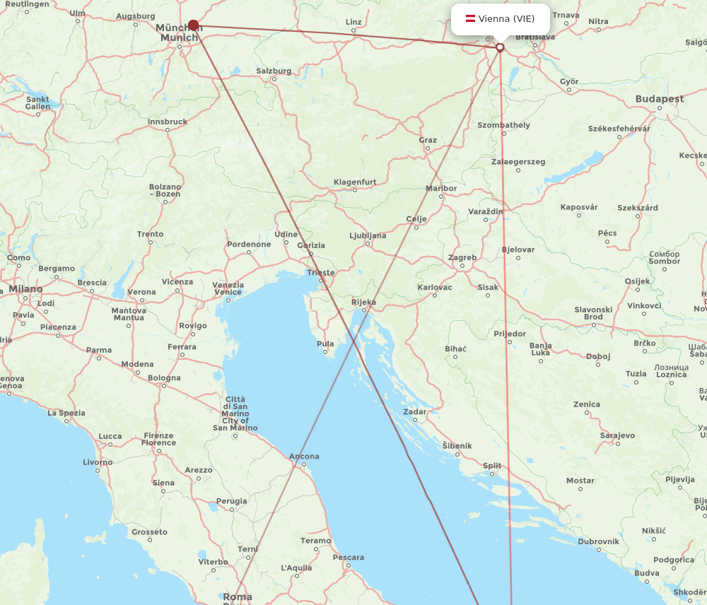 VIE to BRI flights and routes map