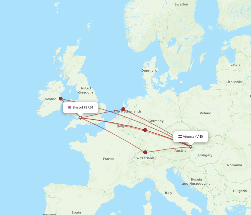 VIE to BRS flights and routes map