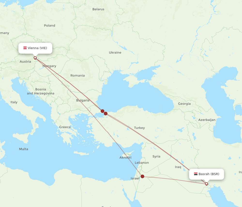 VIE-BSR flight routes