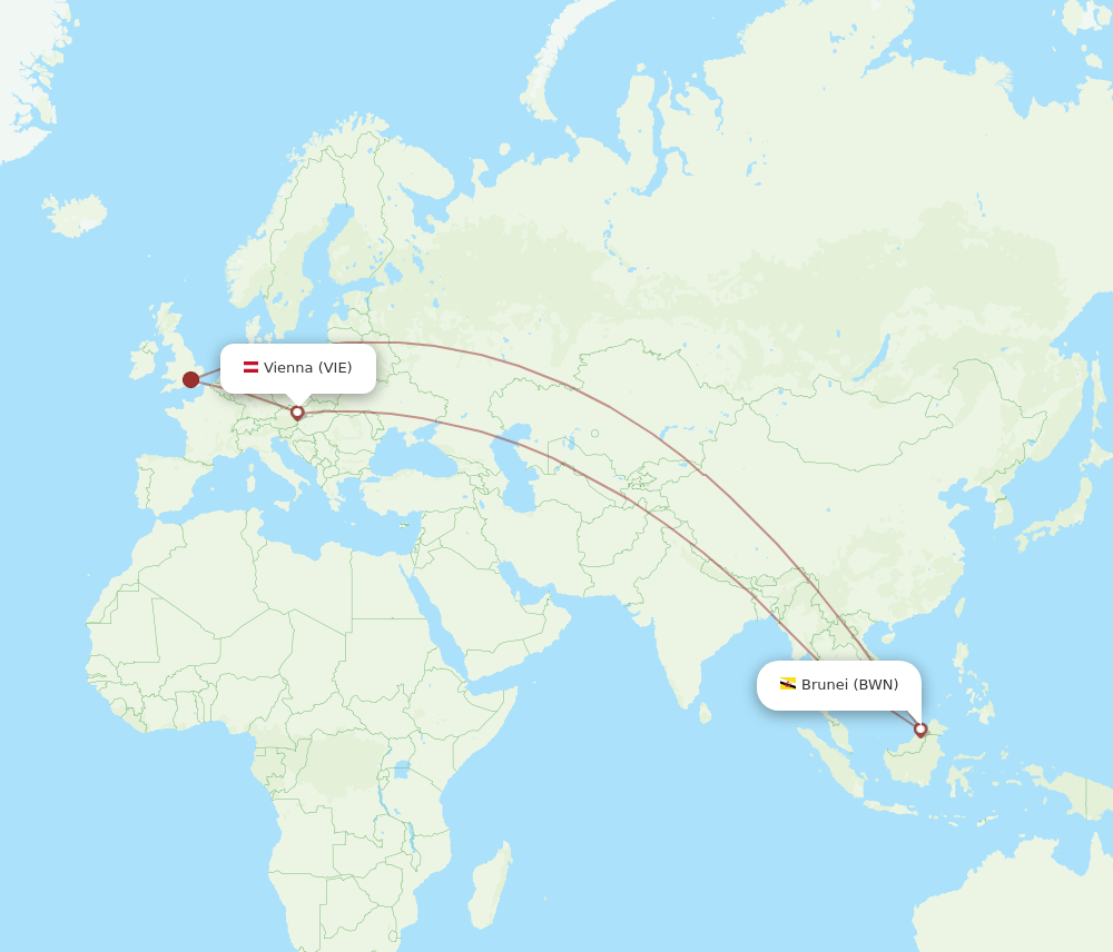 VIE-BWN flight routes