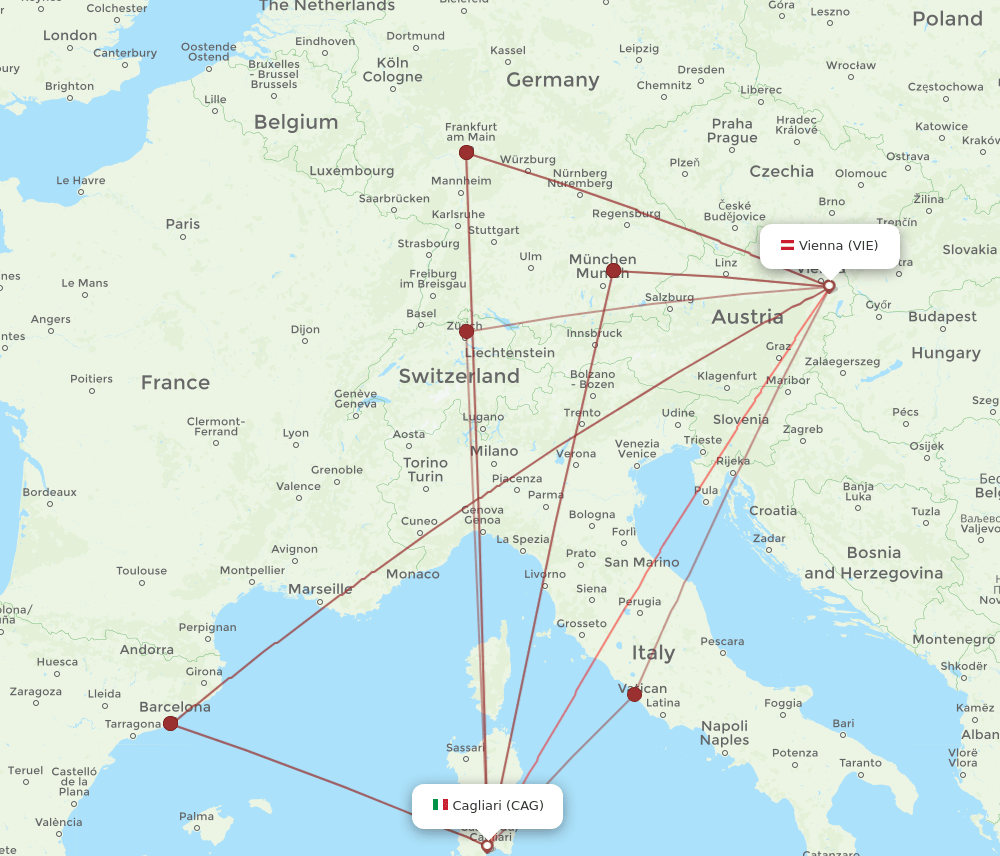 VIE-CAG flight routes