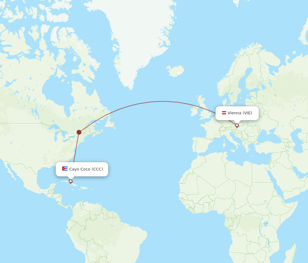 VIE to CCC flights and routes map