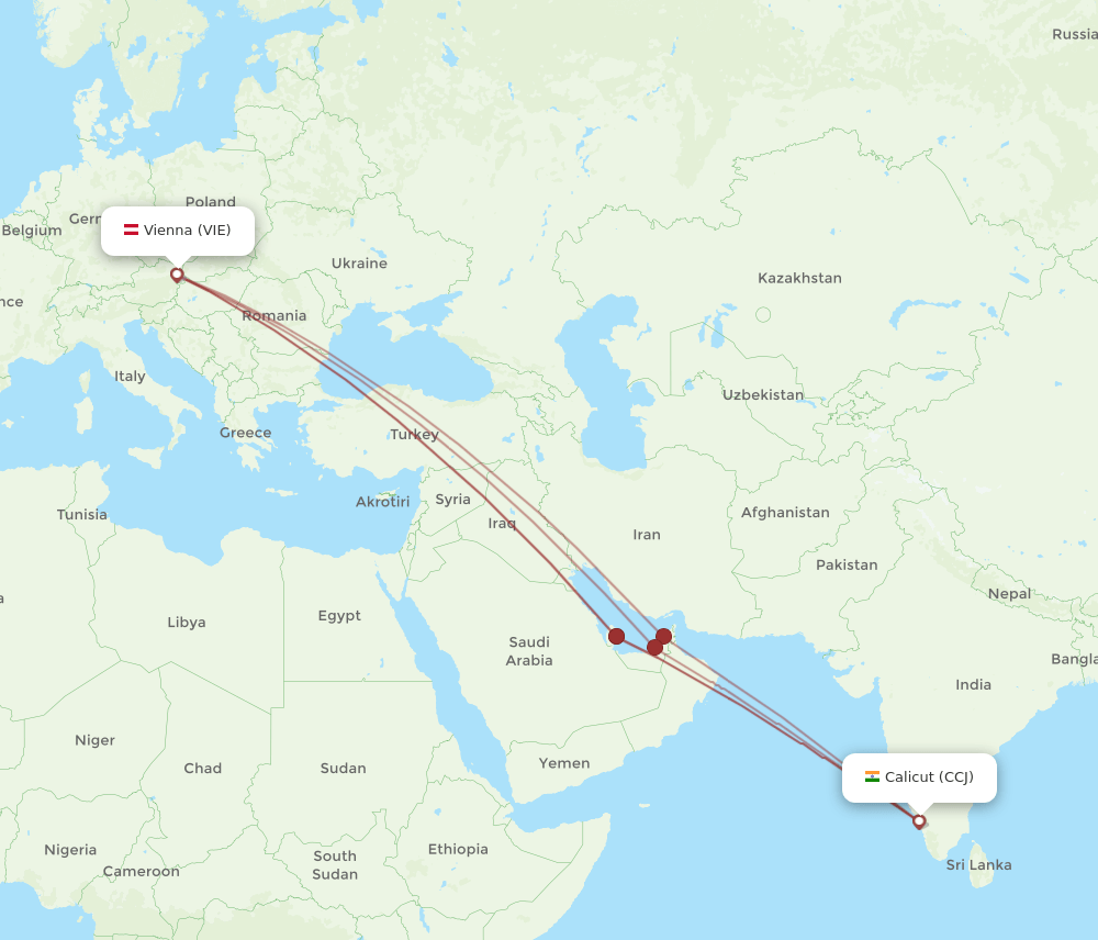 VIE-CCJ flight routes