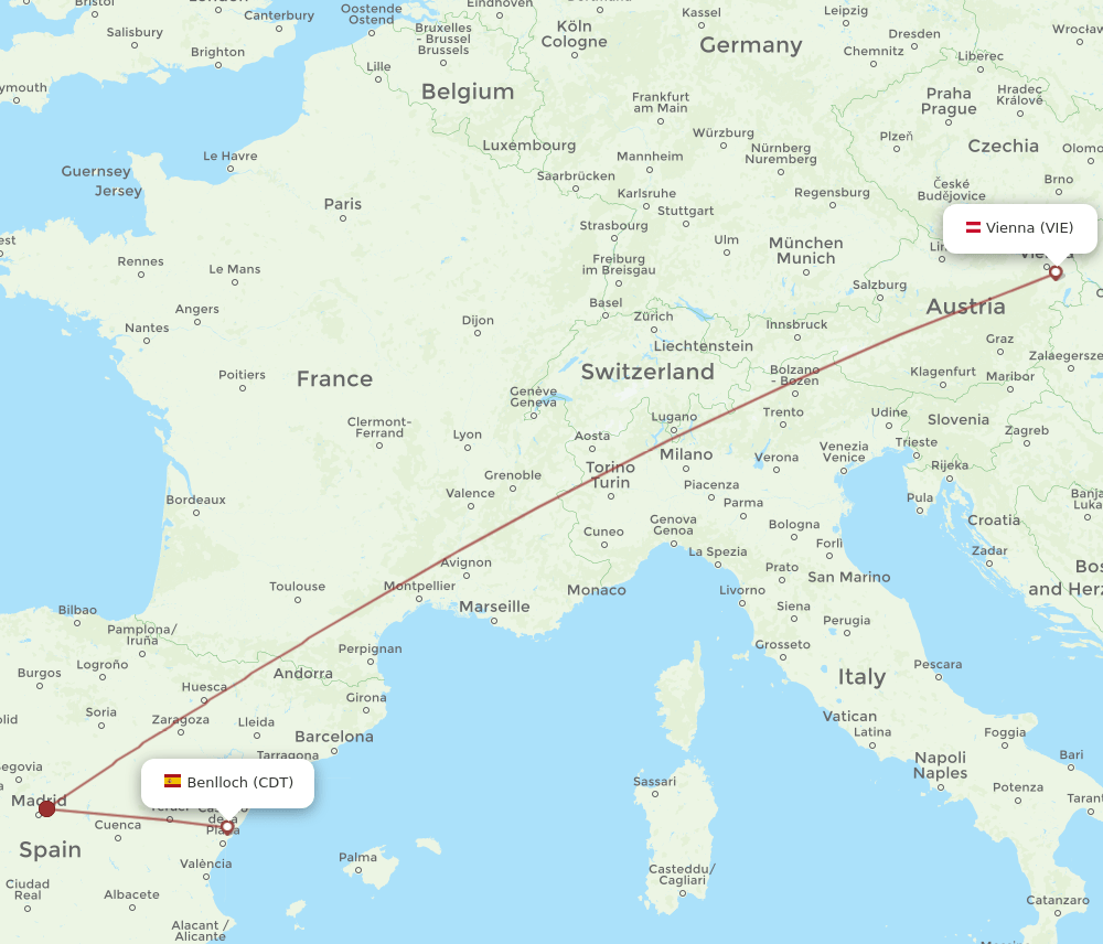 VIE-CDT flight routes