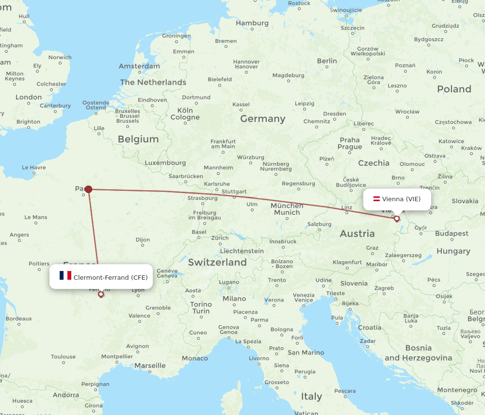 VIE-CFE flight routes