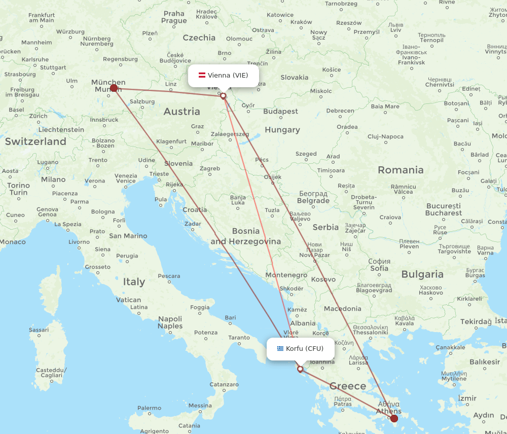 VIE-CFU flight routes