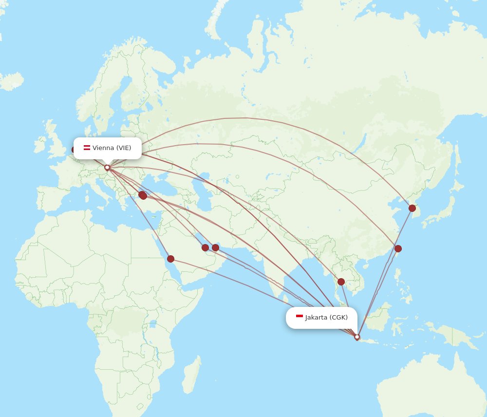 VIE to CGK flights and routes map